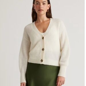 Quince Cream Button-Up Cardigan Baby alpaca crop